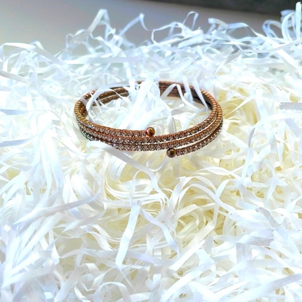 Stella and Dot Coil Wrap Sparkly Crystal Bracelet, Rose Gold Tone